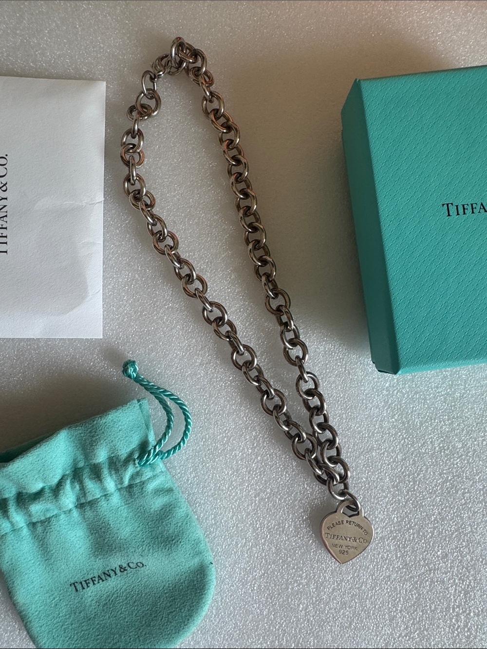 Tiffany & Co. Silver Heart Tag Chunky Chain Necklace